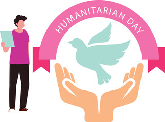 The boy is working on Humanitarian Day.