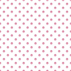 Vintage paper banner with pink polka dots. Abstract geometric pattern. Seamless watercolor texture. Fashionable basic print