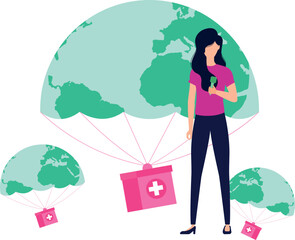 The girl is sending global donations..