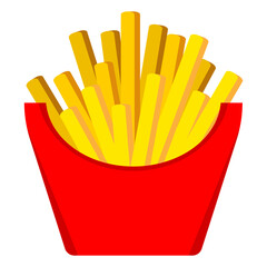 Cartoon french fries. Fast food french fries icon. Fastfood illustration. Vector isolated on white background.
