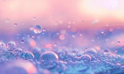 pink and blue colored water and foam bubbles, abstract background