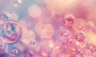 Pink and violet abstract background with water bubbles closeup