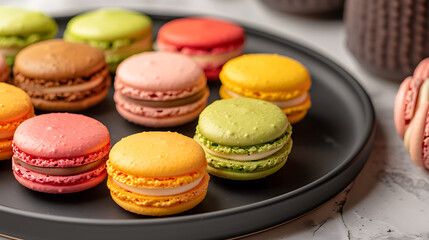Obraz premium macarons, colorful french dessert, culinary art photography