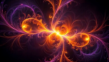 Colorful Abstract Fractal with Orange and Purple Wave