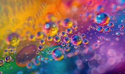 Multicolored abstract background with water bubbles closeup