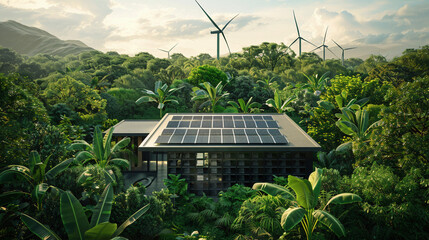 Conceptual Image of Eco-Friendly Data Center - obrazy, fototapety, plakaty