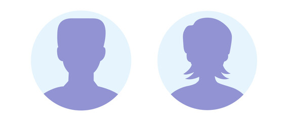 Vector flat illustration in purple-blue gradations. Avatar, user profile, person icon, profile picture. Suitable for social media profiles, icons, screensavers and as a template.