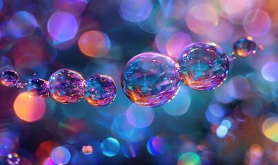 Abstract background with water bubbles and colored light