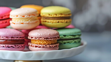 Obraz na płótnie Canvas macarons, colorful french dessert, culinary art photography