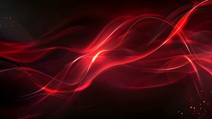 Abstract dark background with red glowing curve lines for modern tech theme. Concept Modern Technology, Abstract Design, Dark Background, Red Glowing Curves