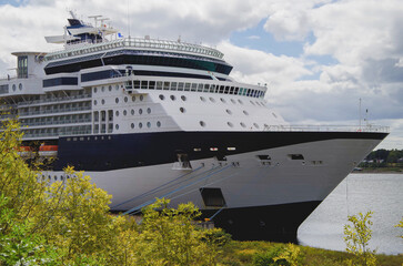 Modern cruiseship or cruise ship liner Summit in Maine cruise port during New England Indian Summer...