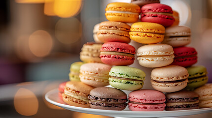 Fototapeta premium macarons, colorful french dessert, culinary art photography