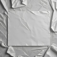 A blank white paper sheet surrounded by crumpled white paper