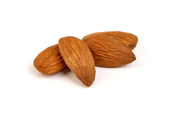 Almond. Almond nuts, close-up, isolated on a white background.