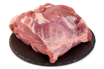 Raw pork shoulder isolated on white background.