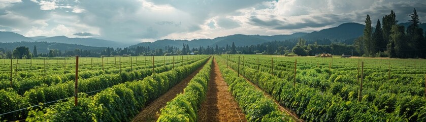 Fototapeta premium Field captures ripe harvest for excited brewers