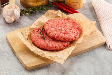 Raw beef minced meat cutlet