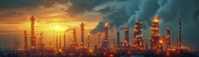 Obraz premium intricately designed vector illustration showcasing oil refinery machinery ideal for tech industry reports.