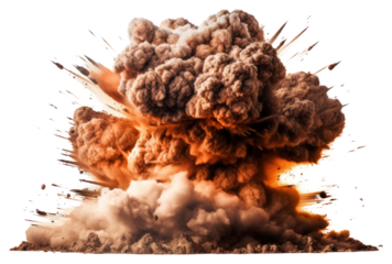 PNG Bomb explosion fire white background destruction.