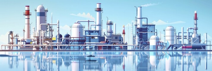 Explore this detailed vector artwork showcasing oil refinery tech, perfect for engineering workshops and industry presentations.