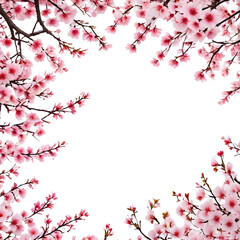natural border of beautiful cherry blossoms