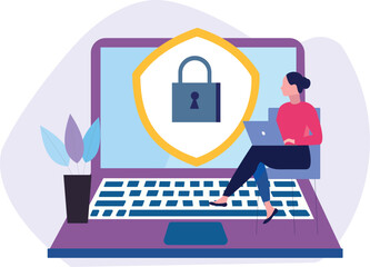 Fototapeta premium The girl is using a laptop.