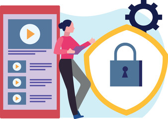 The girl is watching the video.