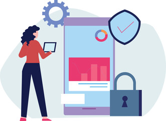 The girl is working.