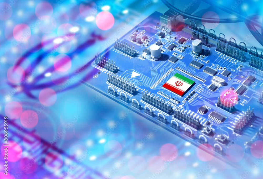 Poster microelectronics industry iran. iranian digital board. pcb computers. microelectronics production in