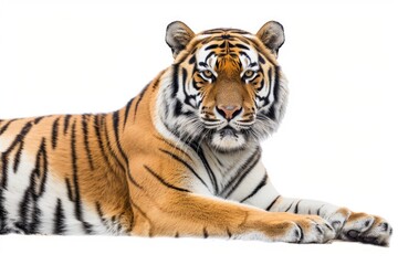 Bengal tiger photo on white isolated background