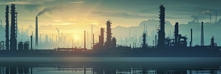 Naklejka premium refined depiction of an oil refinery in vector art, ideal for contemporary engineering education.