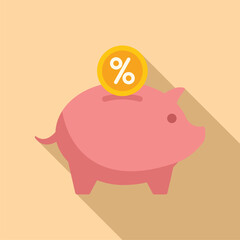 Loyalty program piggy bank icon flat vector. Bonus system. Win benefit