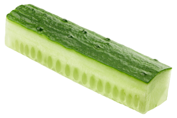 chopped Cucumber, stick, isolated on white background, full depth of field