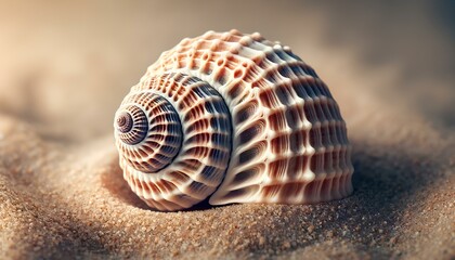 shell on the sand,  the images of seashells on the beach, captured using a macro lens in high resolution. Each image shows the detailed textures and vibrant colors of the seashells. - obrazy, fototapety, plakaty