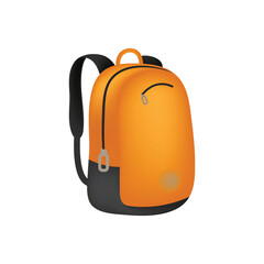 Vector school bag - backpack accessory, orange for elementary student. 