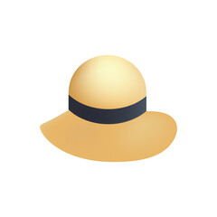 Isolated summer hat on a white background, Vector illustration. Brown Beach Hat Cartoon Vector. Sun protection hat icon. Flat illustration of sun protection vector icon for web design