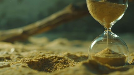 fleeting moments closeup of sand timer with small amount remaining time concept