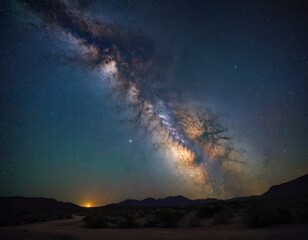 Milky Way Galaxy with stars and space dusts during starry night.