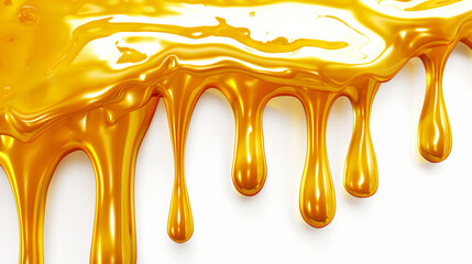 Rich golden liquid dripping from above, creating an elegant and glossy visual effect.