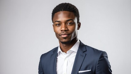 young black african businessman studio portrait on plain white background from Generative AI