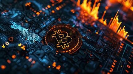 Bitcoin cryptocurrency electronic money graphics