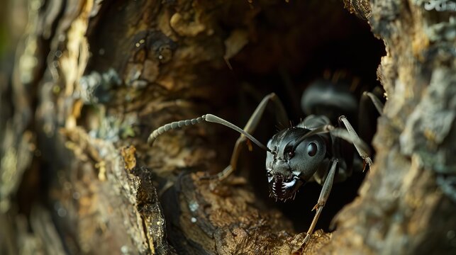 intricate arboreal nest polyrhachis queenslandica ant preparing to enter garradunga australia 8k