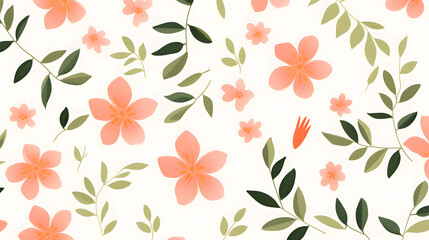 Digital pink and orange flowers pattern abstract graphic poster background