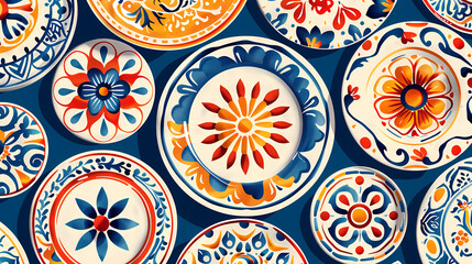 Traditional ornate portuguese tiles azulejos ,vector image