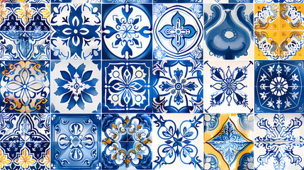 Traditional ornate portuguese tiles azulejos ,vector image