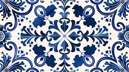 Traditional ornate portuguese tiles azulejos ,vector image