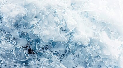 Fototapeta premium Frostbite pattern in arctic white and polar blue on an icy surface.