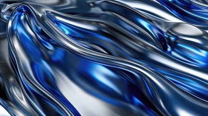 Smooth metal surface featuring a fluid mercury pattern in cobalt blue and silver.
