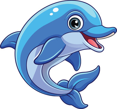 recommend clip art: Cute cartoon dolphin vector illustration,  Dolphin character vector,  Cartoon Dolphin