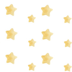 Obraz premium Seamless simple watercolor pattern with lovely yellow stars. Handmade watercolor illustration on white background. For wrapping paper